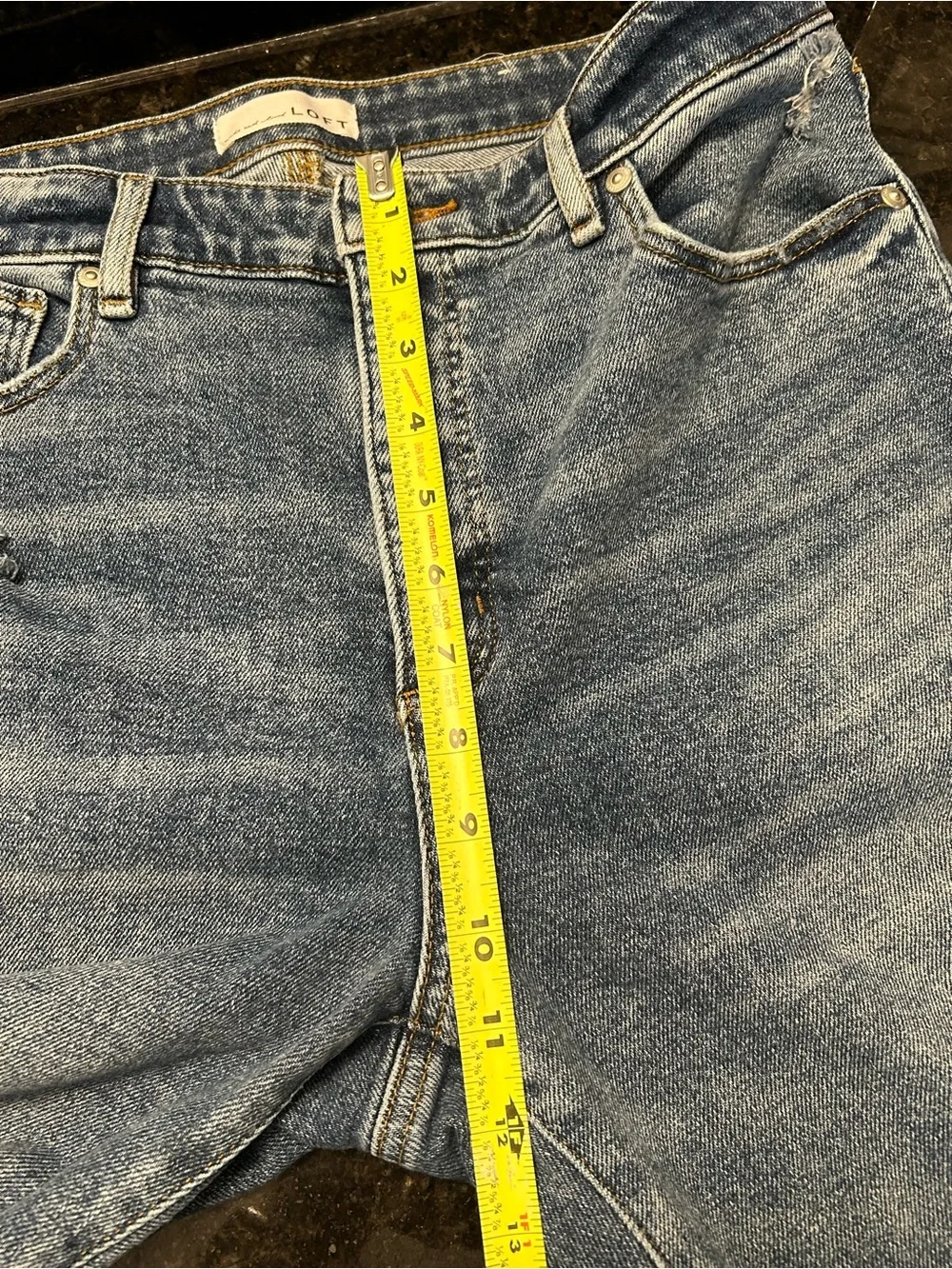 LOFT High Rise Skinny Jeans 29/8 Distressed Raw Hem Blue
